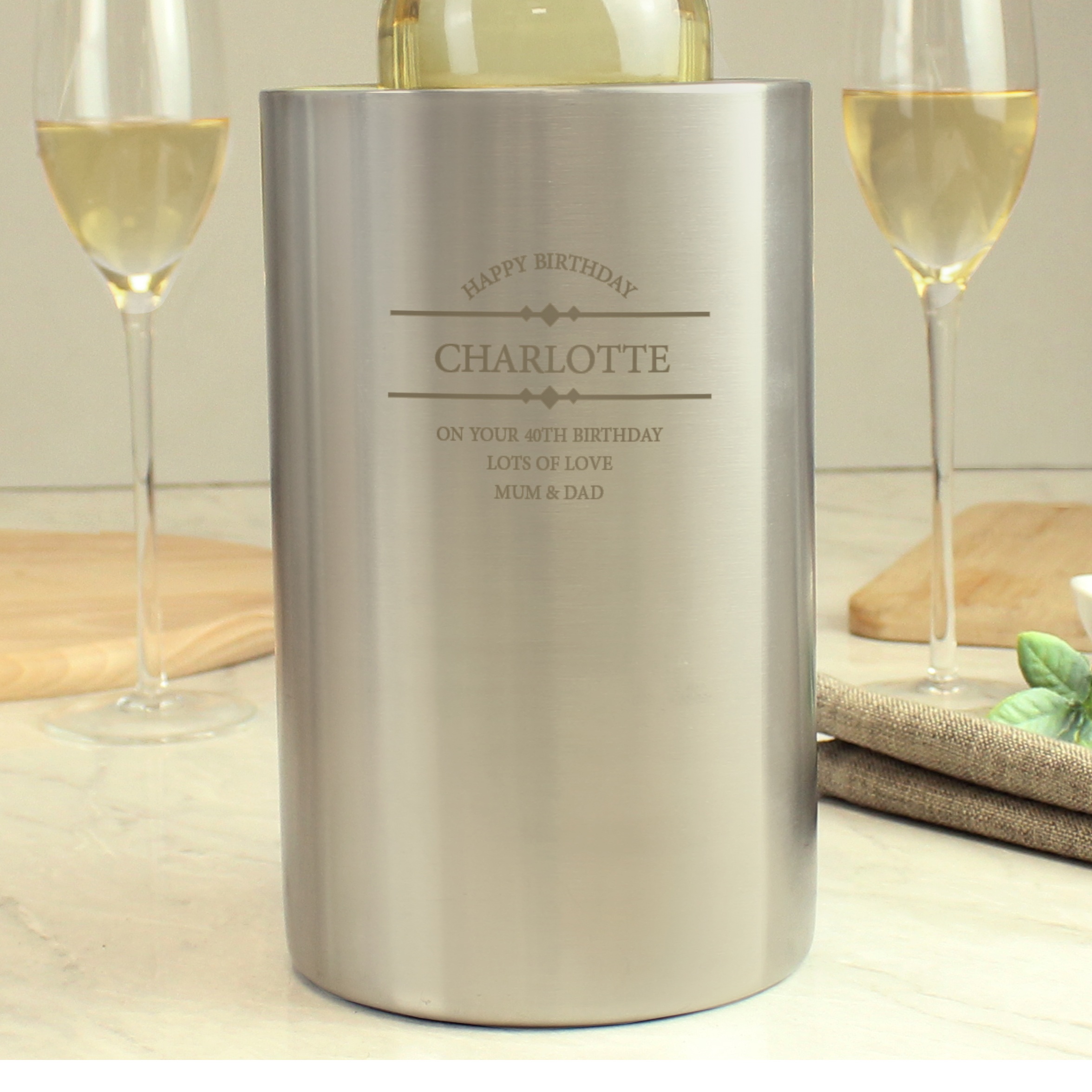 Personalised Brushed Steel Wine Cooler
